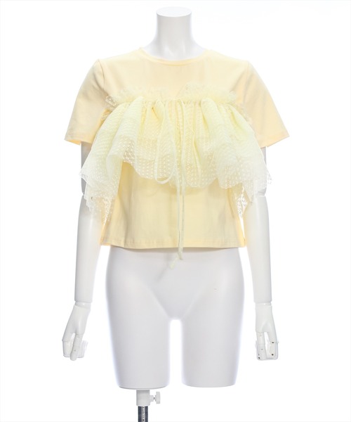 clear（クリア）の「5wayチュールトップス＋Tシャツセット［着回し抜群 セット マルチウェイ］≪再入荷≫（Tシャツ/カットソー・レディース・ブラック/イエロー/オフホワイト・F）」の6枚目の写真