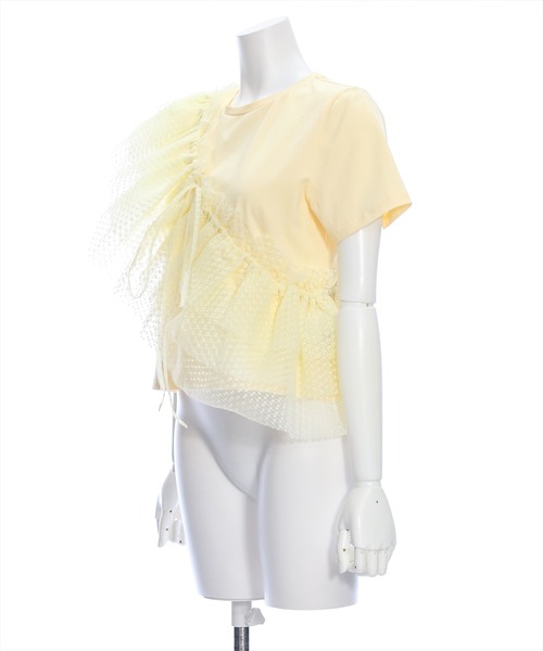 clear（クリア）の「5wayチュールトップス＋Tシャツセット［着回し抜群 セット マルチウェイ］≪再入荷≫（Tシャツ/カットソー・レディース・ブラック/イエロー/オフホワイト・F）」の8枚目の写真