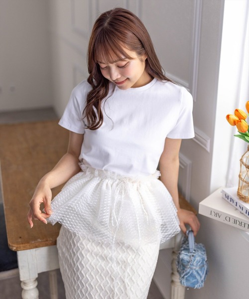 clear（クリア）の「5wayチュールトップス＋Tシャツセット［着回し抜群 セット マルチウェイ］≪再入荷≫（Tシャツ/カットソー・レディース・ブラック/イエロー/オフホワイト・F）」の20枚目の写真