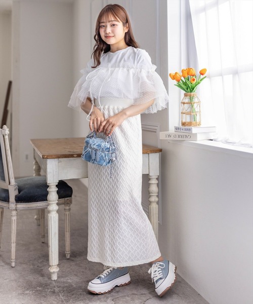 clear（クリア）の「5wayチュールトップス＋Tシャツセット［着回し抜群 セット マルチウェイ］≪再入荷≫（Tシャツ/カットソー・レディース・ブラック/イエロー/オフホワイト・F）」の21枚目の写真