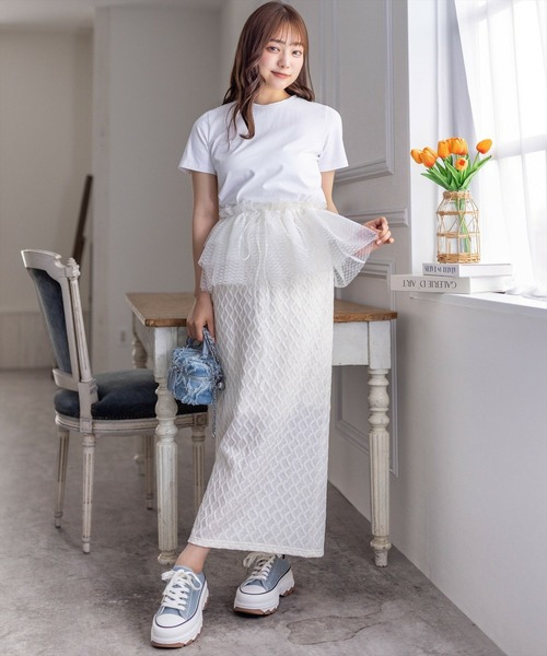 clear（クリア）の「5wayチュールトップス＋Tシャツセット［着回し抜群 セット マルチウェイ］≪再入荷≫（Tシャツ/カットソー・レディース・ブラック/イエロー/オフホワイト・F）」の22枚目の写真