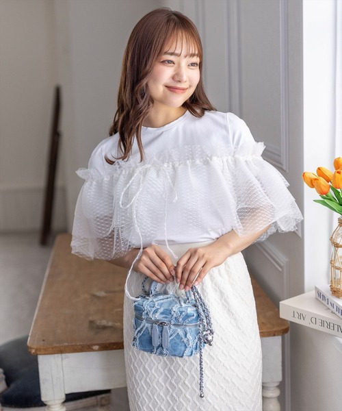 clear（クリア）の「5wayチュールトップス＋Tシャツセット［着回し抜群 セット マルチウェイ］≪再入荷≫（Tシャツ/カットソー・レディース・ブラック/イエロー/オフホワイト・F）」の19枚目の写真