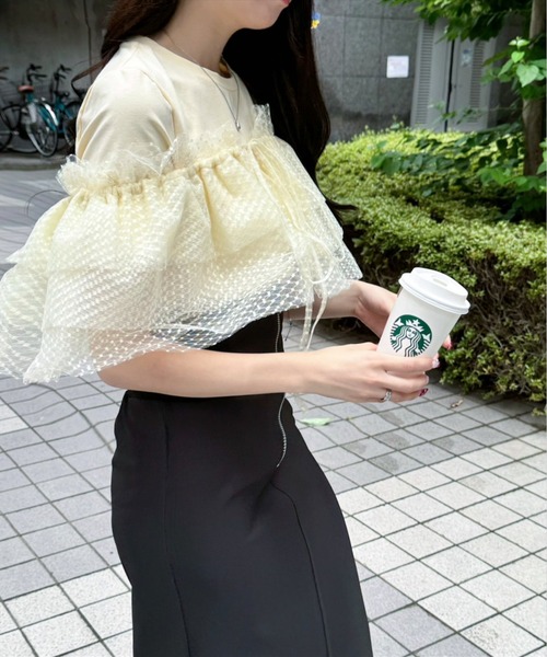 clear（クリア）の「5wayチュールトップス＋Tシャツセット［着回し抜群 セット マルチウェイ］≪再入荷≫（Tシャツ/カットソー・レディース・ブラック/イエロー/オフホワイト・F）」の18枚目の写真