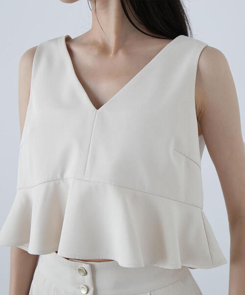 NATURAL BEAUTY BASIC（ナチュラルビューティーベーシック）の「◇クロップドペプラムトップス＆パンツ（パンツドレス・レディース・ブラック/ベージュ・MEDIUM）」の21枚目の写真