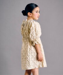 バックリボンデザインドットドビーワンピース