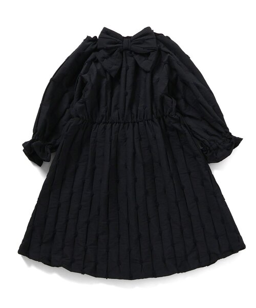 Seraph（セラフ）の「バックリボンデザインドットドビーワンピース（ワンピース・キッズ・ブラック/ベージュ・80/90/95/100/110/120/130/140）」の9枚目の写真