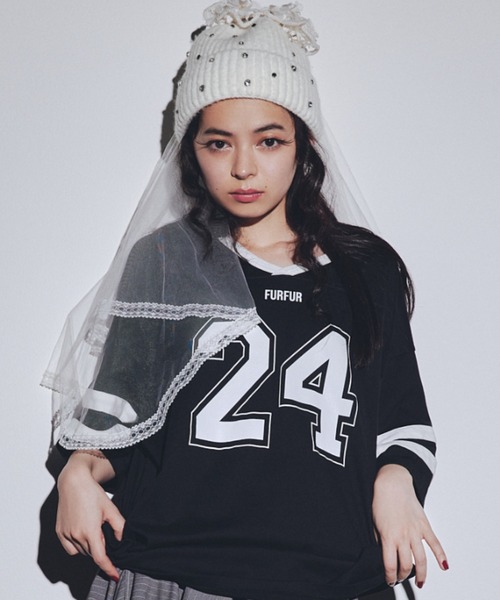 FURFUR（ファーファー）の「【上國料萌衣コラボ】ナンバーTシャツ（Tシャツ/カットソー・レディース・ブルー/ブラック/ピンク・FREE）」の2枚目の写真