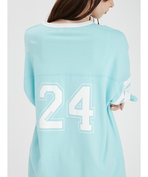 FURFUR（ファーファー）の「【上國料萌衣コラボ】ナンバーTシャツ（Tシャツ/カットソー・レディース・ブルー/ブラック/ピンク・FREE）」の4枚目の写真