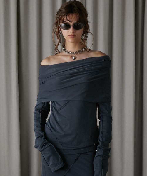PRANK PROJECT(プランクプロジェクト)の「アウトシームドレープトップ / Out Seam Drape Top(Tシャツ/カットソー・レディース・チャコールグレー/グレー/ベージュ・FREE)」の20枚目の写真