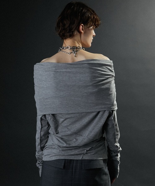 PRANK PROJECT(プランクプロジェクト)の「アウトシームドレープトップ / Out Seam Drape Top(Tシャツ/カットソー・レディース・チャコールグレー/グレー/ベージュ・FREE)」の14枚目の写真