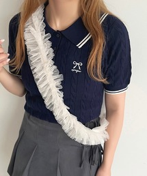 リボン刺繍サマーポロニット【ZOZOTOWN限定アイテム】