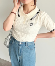リボン刺繍サマーポロニット【ZOZOTOWN限定アイテム】