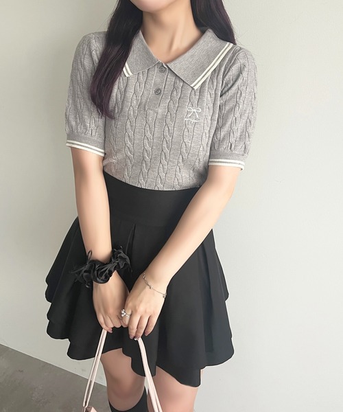 apres jour(アプレジュール)の「リボン刺繍サマーポロニット【ZOZOTOWN限定アイテム】(ニット/セーター・レディース・オフホワイト/グレー/ネイビー/レッド・X-LARGE/フリー)」の18枚目の写真