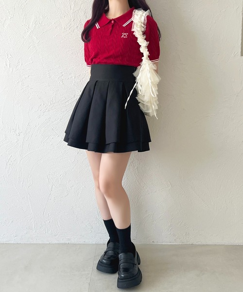 apres jour(アプレジュール)の「リボン刺繍サマーポロニット【ZOZOTOWN限定アイテム】(ニット/セーター・レディース・オフホワイト/グレー/ネイビー/レッド・X-LARGE/フリー)」の10枚目の写真