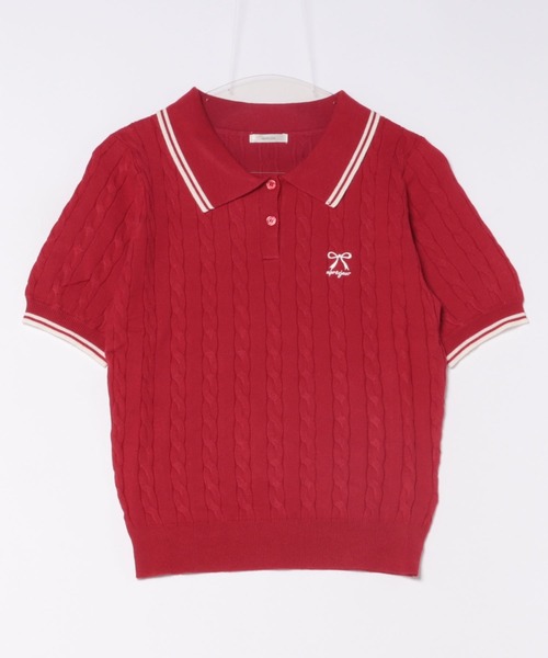 apres jour(アプレジュール)の「リボン刺繍サマーポロニット【ZOZOTOWN限定アイテム】(ニット/セーター・レディース・オフホワイト/グレー/ネイビー/レッド・X-LARGE/フリー)」の5枚目の写真