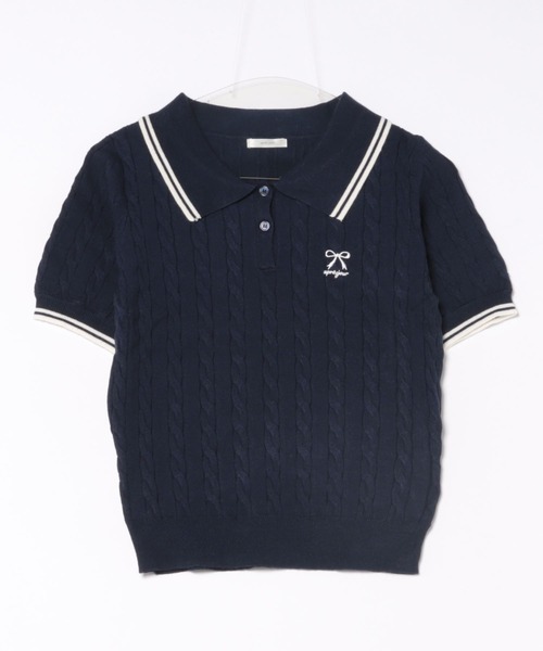 apres jour(アプレジュール)の「リボン刺繍サマーポロニット【ZOZOTOWN限定アイテム】(ニット/セーター・レディース・オフホワイト/グレー/ネイビー/レッド・X-LARGE/フリー)」の6枚目の写真