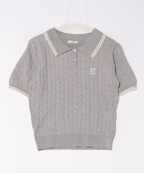 apres jour(アプレジュール)の「リボン刺繍サマーポロニット【ZOZOTOWN限定アイテム】(ニット/セーター・レディース・オフホワイト/グレー/ネイビー/レッド・X-LARGE/フリー)」の8枚目の写真