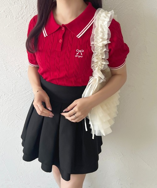 apres jour(アプレジュール)の「リボン刺繍サマーポロニット【ZOZOTOWN限定アイテム】(ニット/セーター・レディース・オフホワイト/グレー/ネイビー/レッド・X-LARGE/フリー)」の12枚目の写真