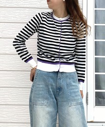 Q | 配色ボーダーカーデ(カーディガン/ボレロ)