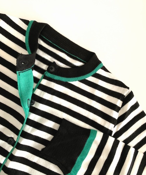 Q（キュー）の「配色ボーダーカーデ（カーディガン/ボレロ・レディース・ブラック系その他/ホワイト系その他/ブルー系その他・MEDIUM）」の7枚目の写真