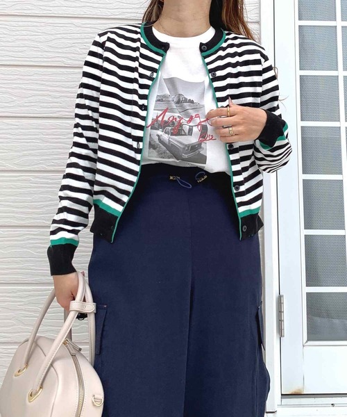 Q（キュー）の「配色ボーダーカーデ（カーディガン/ボレロ・レディース・ブラック系その他/ホワイト系その他/ブルー系その他・MEDIUM）」の20枚目の写真