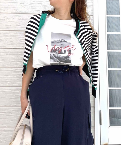 Q（キュー）の「配色ボーダーカーデ（カーディガン/ボレロ・レディース・ブラック系その他/ホワイト系その他/ブルー系その他・MEDIUM）」の19枚目の写真