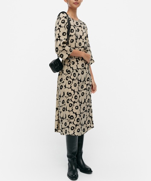 marimekko Mini Piirto Unikko ワンピース 38 黒 marimekko（マリメッコ）の「Mini Piirto Unikko / Mitta cotton