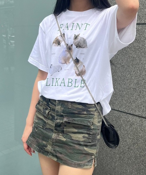 fiere(フィエール)の「オーバーサイズキャットプリントTシャツ(Tシャツ/カットソー・レディース・ホワイト・MEDIUM/LARGE)」の2枚目の写真