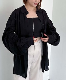 ギャザースリーブシャツ×ビスチェSET