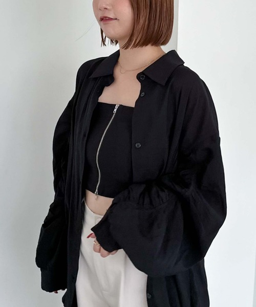 archives(アルシーヴ)の「ギャザースリーブシャツ×ビスチェSET(シャツ/ブラウス・レディース・ブラック/アイボリー/ブラウン・MEDIUM)」の14枚目の写真