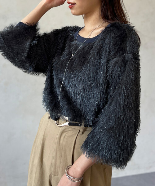 Chez toi（シェトワ）の「シャギーボトルネックプルオーバー（Tシャツ/カットソー・レディース・モカ/アイボリー/チャコールグレー・FREE）」の3枚目の写真