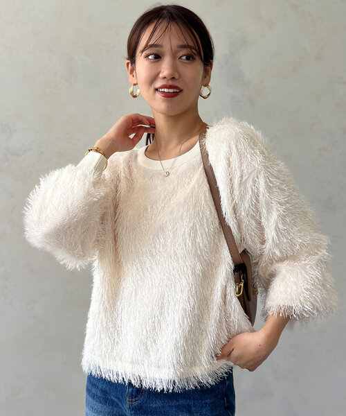 Chez toi（シェトワ）の「シャギーボトルネックプルオーバー（Tシャツ/カットソー・レディース・モカ/アイボリー/チャコールグレー・FREE）」の4枚目の写真