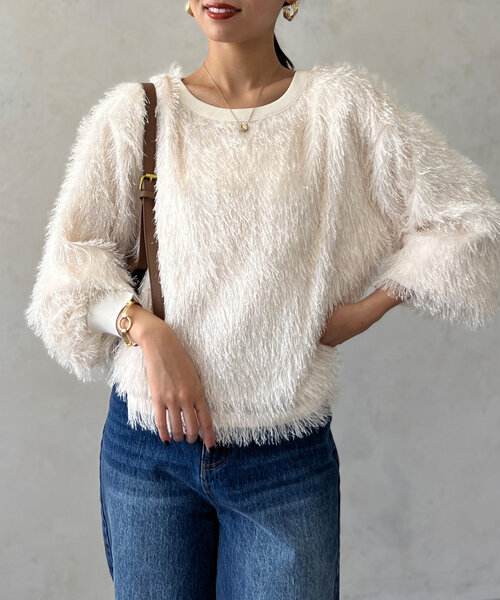 Chez toi（シェトワ）の「シャギーボトルネックプルオーバー（Tシャツ/カットソー・レディース・モカ/アイボリー/チャコールグレー・FREE）」の5枚目の写真