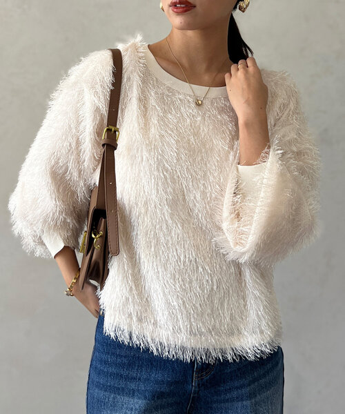 Chez toi（シェトワ）の「シャギーボトルネックプルオーバー（Tシャツ/カットソー・レディース・モカ/アイボリー/チャコールグレー・FREE）」の6枚目の写真