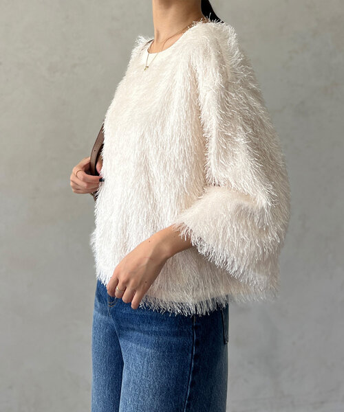 Chez toi（シェトワ）の「シャギーボトルネックプルオーバー（Tシャツ/カットソー・レディース・モカ/アイボリー/チャコールグレー・FREE）」の7枚目の写真