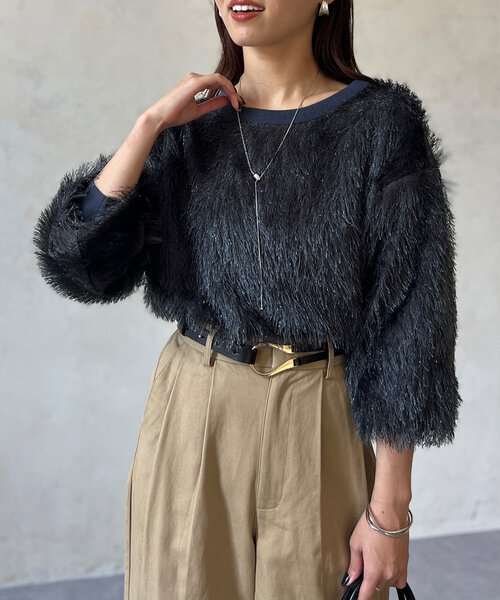 Chez toi（シェトワ）の「シャギーボトルネックプルオーバー（Tシャツ/カットソー・レディース・モカ/アイボリー/チャコールグレー・FREE）」の17枚目の写真