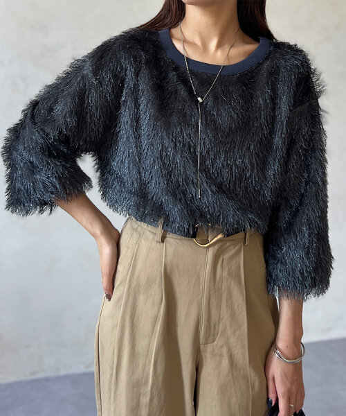 Chez toi（シェトワ）の「シャギーボトルネックプルオーバー（Tシャツ/カットソー・レディース・モカ/アイボリー/チャコールグレー・FREE）」の18枚目の写真