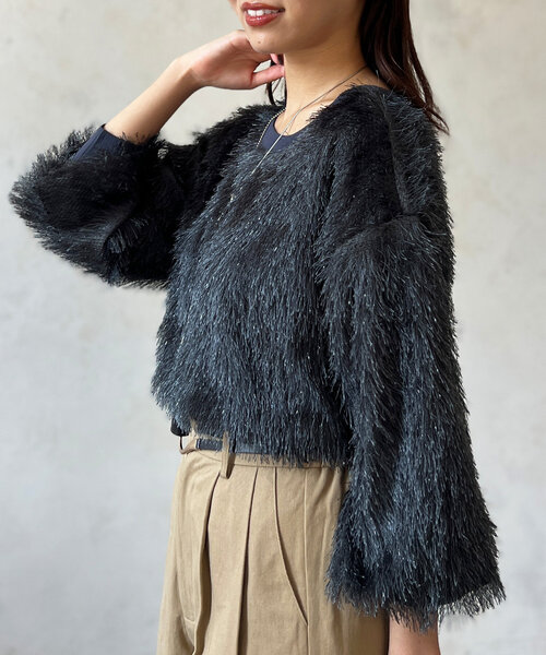 Chez toi（シェトワ）の「シャギーボトルネックプルオーバー（Tシャツ/カットソー・レディース・モカ/アイボリー/チャコールグレー・FREE）」の19枚目の写真