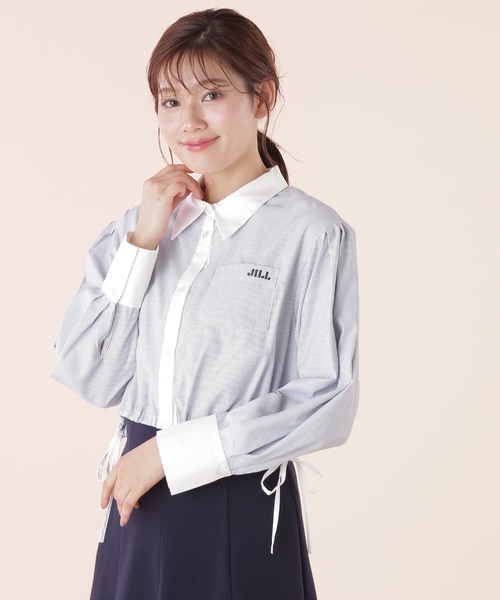 JILL by JILL STUART(ジルバイジルスチュアート)の「◇ウエストリボンシャツ(シャツ/ブラウス・レディース・ホワイト/ブルー系その他/グレー系その他・FREE)」の4枚目の写真