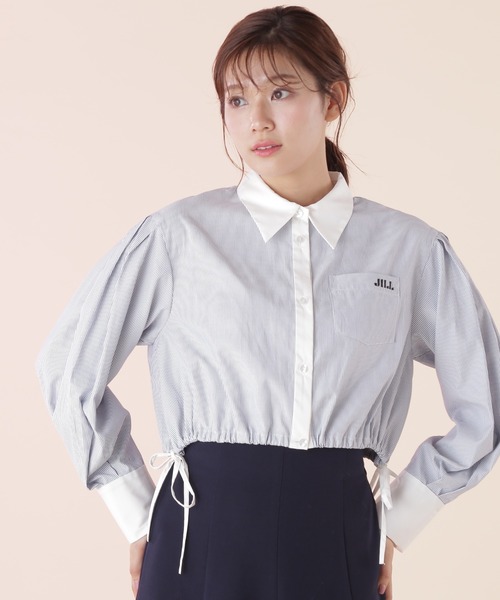 JILL by JILL STUART(ジルバイジルスチュアート)の「◇ウエストリボンシャツ(シャツ/ブラウス・レディース・ホワイト/ブルー系その他/グレー系その他・FREE)」の6枚目の写真