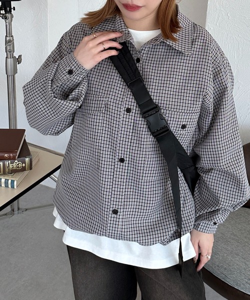 apres jour mignon(アプレジュールミニョン)の「【apresjour mignon SOIE】ユニセックスチェックオーバーシャツ【ZOZOTOWN限定アイテム】(シャツ/ブラウス・レディース・ブラック系その他/ブラウン系その他・X-LARGE/フリー)」の3枚目の写真