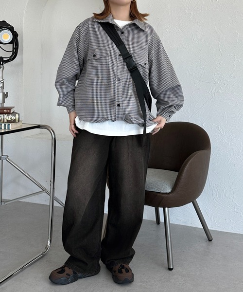 apres jour mignon(アプレジュールミニョン)の「【apresjour mignon SOIE】ユニセックスチェックオーバーシャツ【ZOZOTOWN限定アイテム】(シャツ/ブラウス・レディース・ブラック系その他/ブラウン系その他・X-LARGE/フリー)」の5枚目の写真