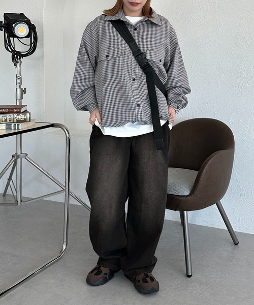 apres jour mignon(アプレジュールミニョン)の「【apresjour mignon SOIE】ユニセックスチェックオーバーシャツ【ZOZOTOWN限定アイテム】(シャツ/ブラウス・レディース・ブラック系その他/ブラウン系その他・X-LARGE/フリー)」の7枚目の写真