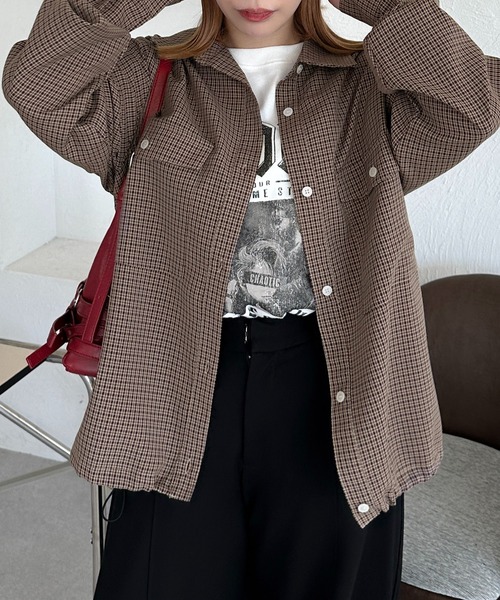 apres jour mignon(アプレジュールミニョン)の「【apresjour mignon SOIE】ユニセックスチェックオーバーシャツ【ZOZOTOWN限定アイテム】(シャツ/ブラウス・レディース・ブラック系その他/ブラウン系その他・X-LARGE/フリー)」の10枚目の写真