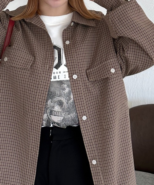 apres jour mignon(アプレジュールミニョン)の「【apresjour mignon SOIE】ユニセックスチェックオーバーシャツ【ZOZOTOWN限定アイテム】(シャツ/ブラウス・レディース・ブラック系その他/ブラウン系その他・X-LARGE/フリー)」の11枚目の写真