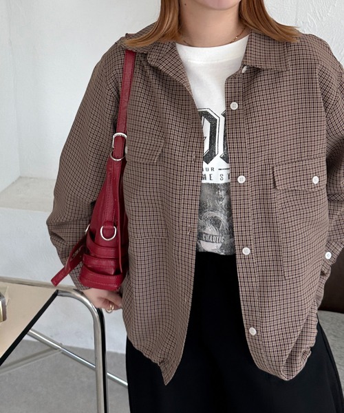 apres jour mignon(アプレジュールミニョン)の「【apresjour mignon SOIE】ユニセックスチェックオーバーシャツ【ZOZOTOWN限定アイテム】(シャツ/ブラウス・レディース・ブラック系その他/ブラウン系その他・X-LARGE/フリー)」の15枚目の写真