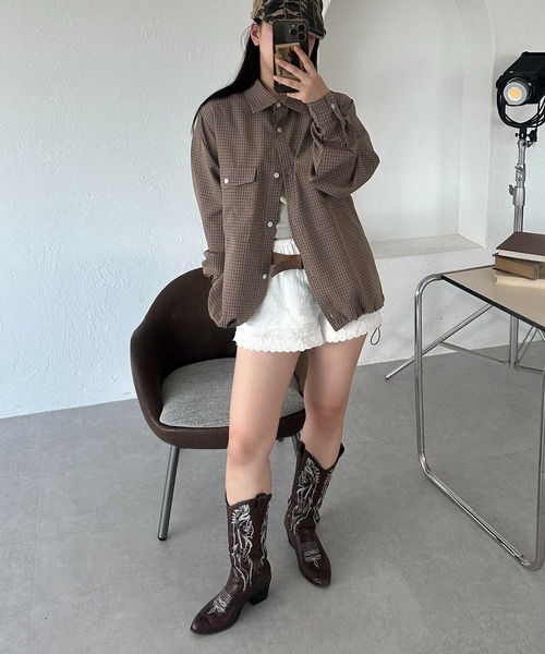 apres jour mignon(アプレジュールミニョン)の「【apresjour mignon SOIE】ユニセックスチェックオーバーシャツ【ZOZOTOWN限定アイテム】(シャツ/ブラウス・レディース・ブラック系その他/ブラウン系その他・X-LARGE/フリー)」の19枚目の写真