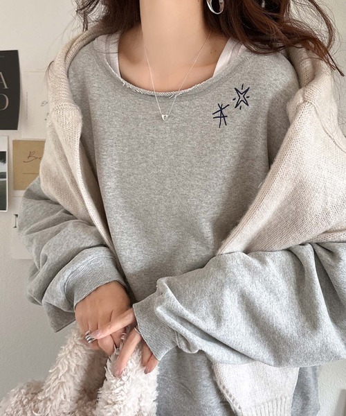 Java(ジャバ)の「《JaVaジャバ 別注》裏毛素材衿元刺繍&バックロゴデザイン変形カットオフオーバーサイズプルオーバー(スウェット・レディース・チャコール/オートミール/杢グレー・LARGE/MEDIUM/SMALL/X-LARGE)」の1枚目の写真