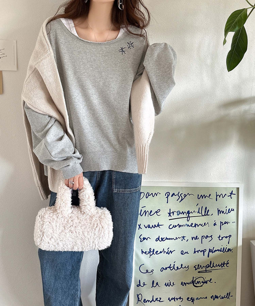 Java(ジャバ)の「《JaVaジャバ 別注》裏毛素材衿元刺繍&バックロゴデザイン変形カットオフオーバーサイズプルオーバー(スウェット・レディース・チャコール/オートミール/杢グレー・LARGE/MEDIUM/SMALL/X-LARGE)」の9枚目の写真