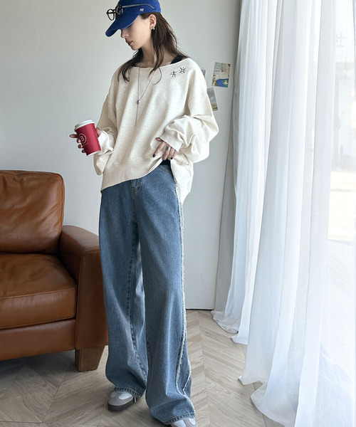 Java(ジャバ)の「《JaVaジャバ 別注》裏毛素材衿元刺繍&バックロゴデザイン変形カットオフオーバーサイズプルオーバー(スウェット・レディース・チャコール/オートミール/杢グレー・LARGE/MEDIUM/SMALL/X-LARGE)」の21枚目の写真